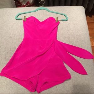Hot pink strapless romper